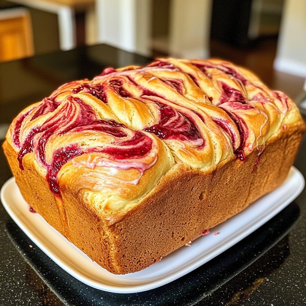 Raspberry Swirl Brioche Loaf Recipe for Breakfast or Dessert