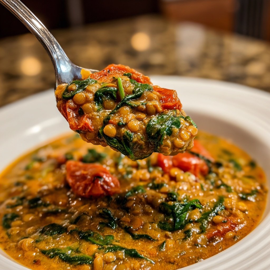 Creamy Spinach Tomato Lentils