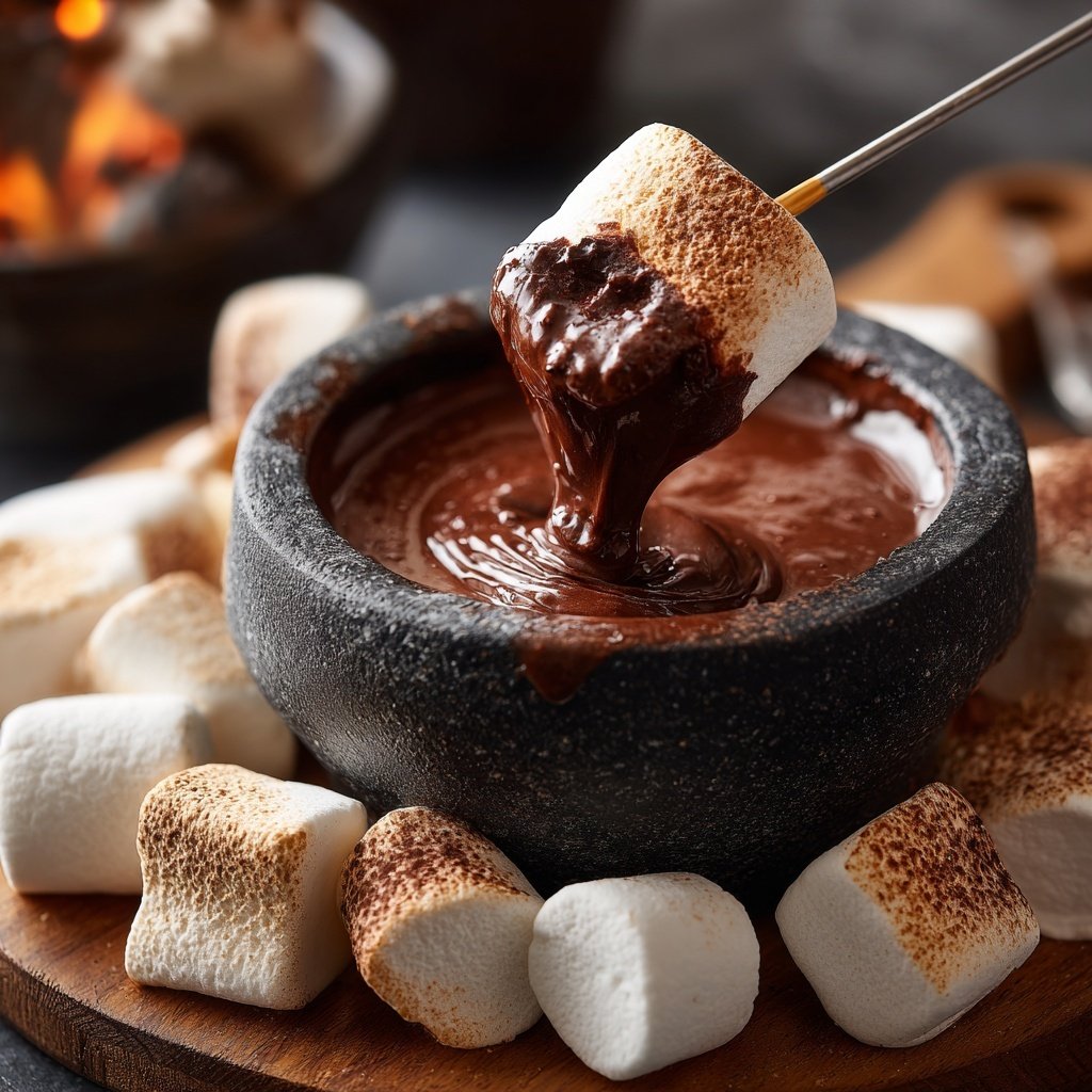 Chocolate Fondue with Marshmallows