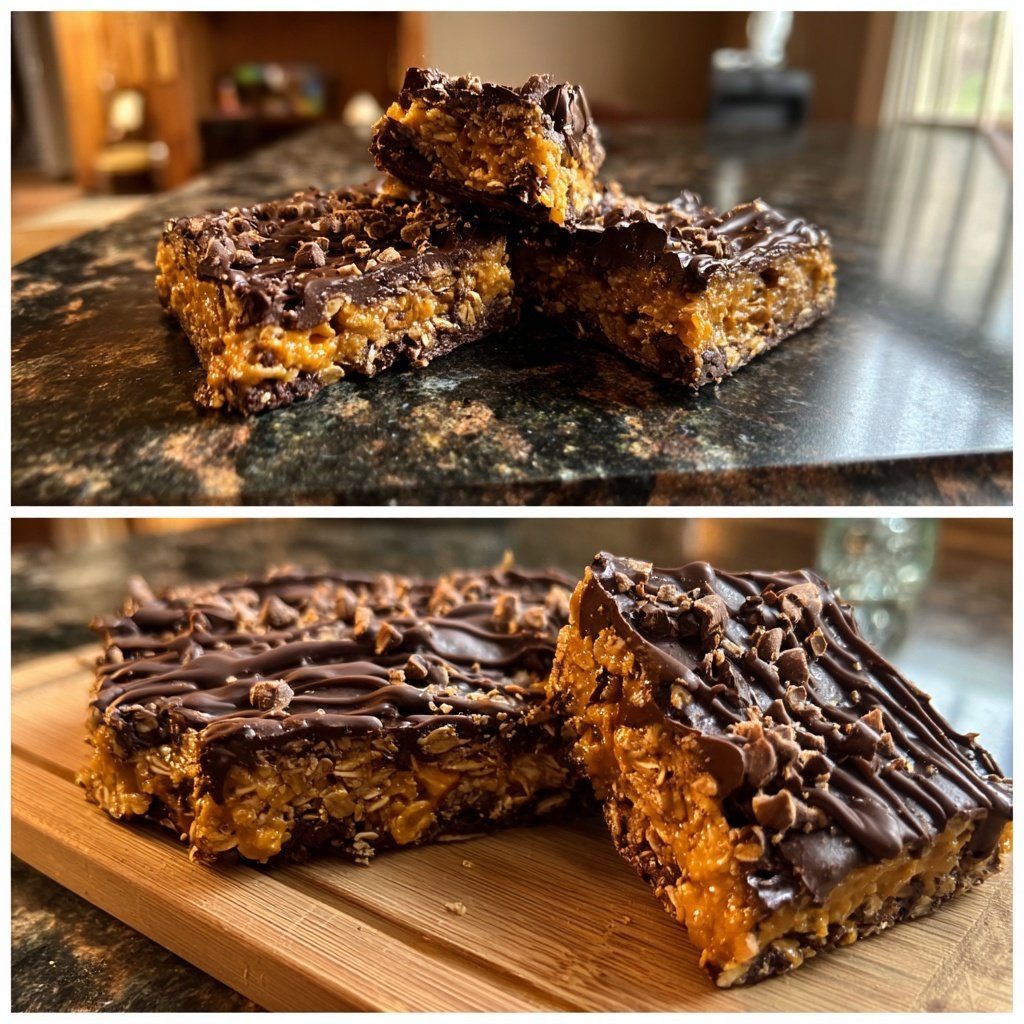 Chocolate Peanut Butter Oatmeal Bars