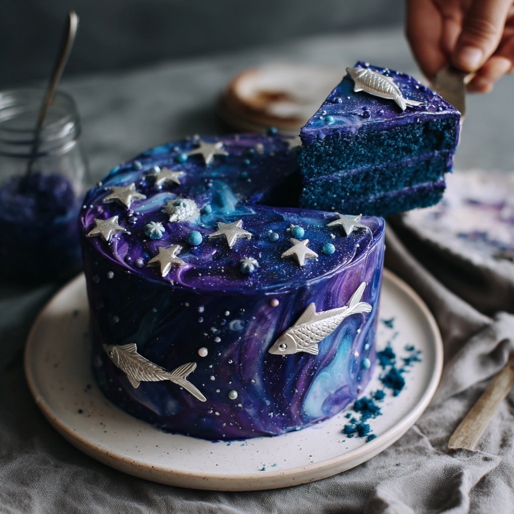 Galaxy Themed Pisces Cake
