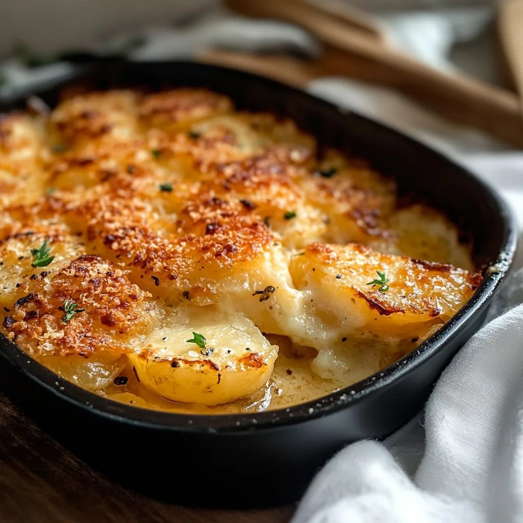 Roasted Garlic Potatoes au Gratin