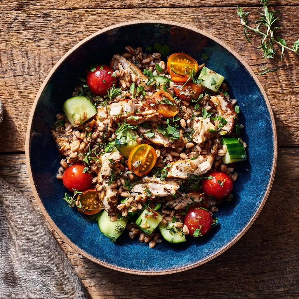 Mediterranean Farro Bowl With Chicken